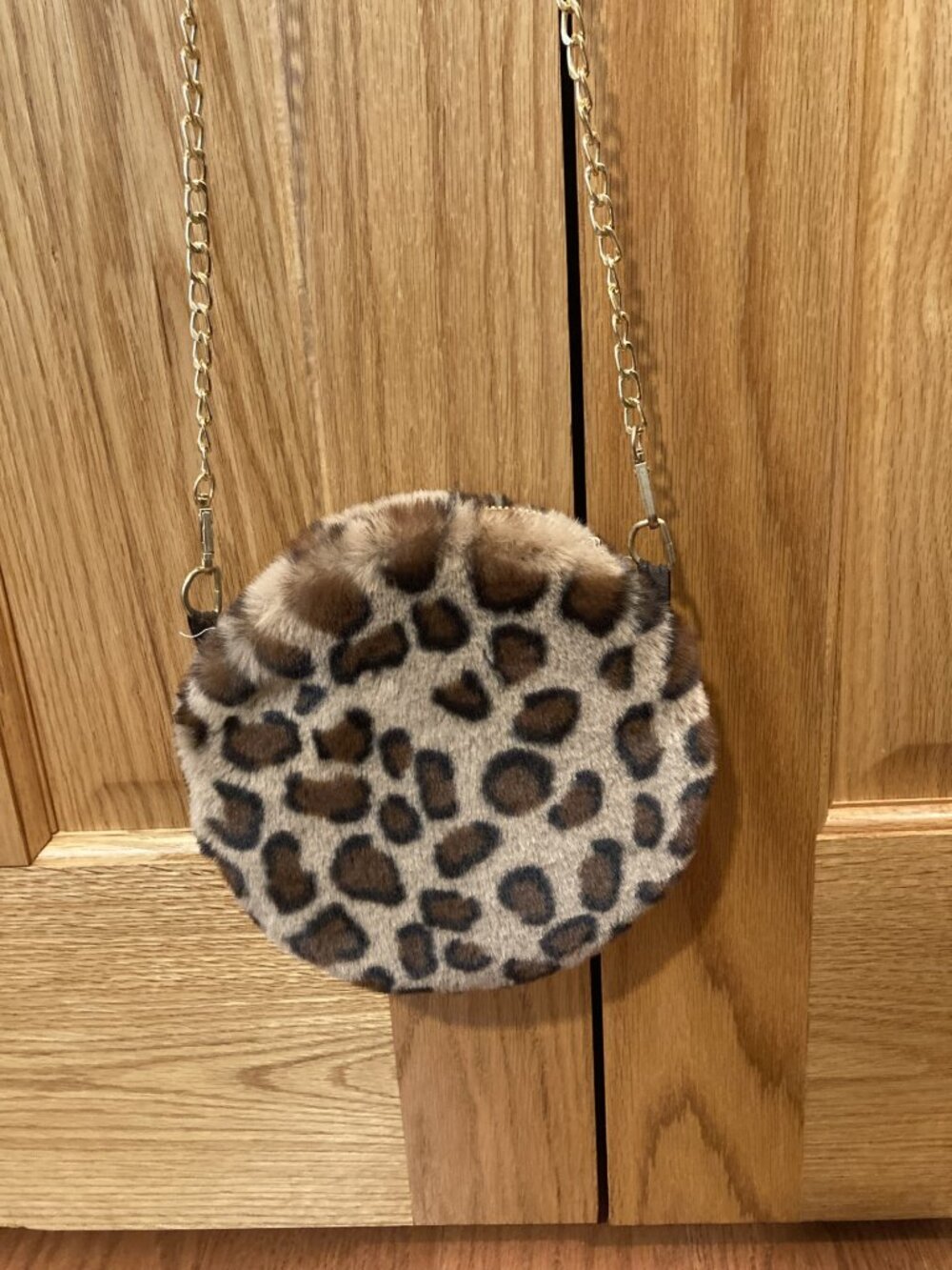 Leopard Faux Fur Round Crossbody Bag - NWOT